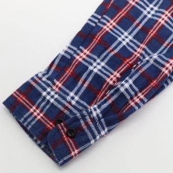 Men's 100% Cotton Flannelette Shirt Long Sleeve Plaid Check Flannel w Pockets, Patriot Blue Plaid, 3XL