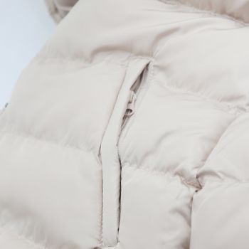 Women's Longline Padded Vest Hooded Jacket Puffer Puffy Quilted Zip Coat Gilet, Khaki, 10