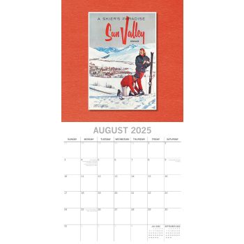 Vintage Skiing Posters 2025 Square Wall Calendar Arts 16 Months Premium Planner