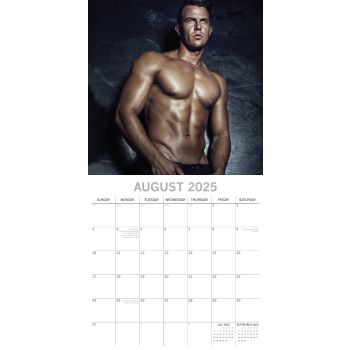 Hot Shirtless Men 2025 Square Wall Calendar 16 Months Xmas New Year Planner Gift