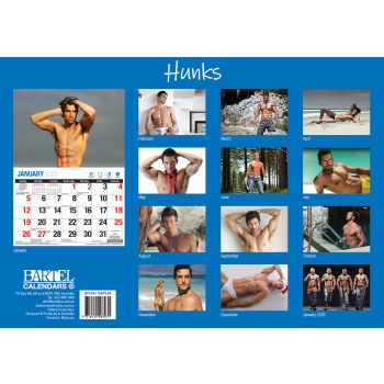 Hunks - 2025 Rectangle Wall Calendar 16 Months Planner Handsome Men Photos Gift
