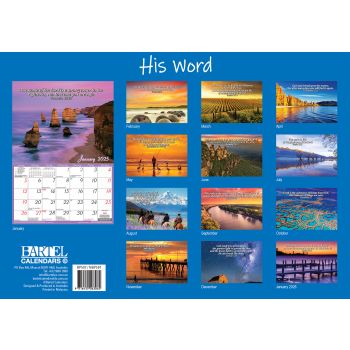 His Word - 2025 Rectangle Wall Calendar 13 Months Inspirational Bible Verses