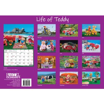 Life of Teddy - 2025 Rectangle Wall Calendar 13 Months Planner Adventures Gift