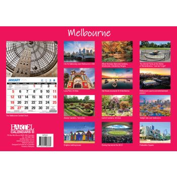 Melbourne - 2025 Rectangle Wall Calendar 16 Months Planner Cityscapes Landmarks