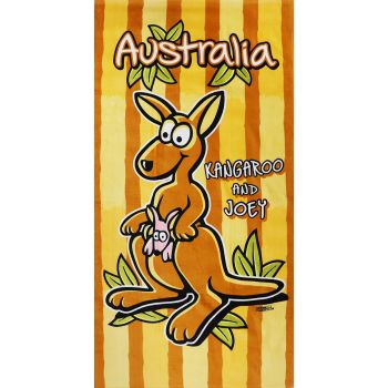 100% Cotton Australian Souvenir Aussie Kangaroos Flag Soft Beach Bath Towel Gift, Kangaroo