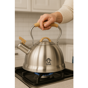 2.8L Whistling Kettle Stainless Steel Foldable Handle Camping Home Office Silver