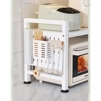 Multifunctional Microwave Shelf Storage Cutlery Tray Spice Holder Kitchen Rack Black