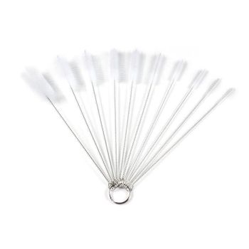 10Pcs Nylon Straw Brush Cleaner Bottle Tube Pipe Small Long Cleaning - Black