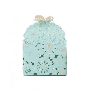 Laser Cut Wedding Favour Candy Gift Boxes Party Decoration Floral Design 12 Pack - Red