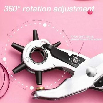 Rotating Leather Hole Punch Plier 2-4.5mm 6 Size for Belt Strap Card Craft