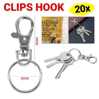 20X Swivel Lobster Clasp Clips Hook Alloy Key Ring Split Keychain Durable