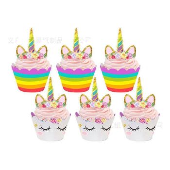 24Pcs Birthday Party Cake Magical Unicorn Cupcake Toppers