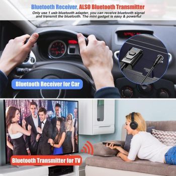 2 in 1 Bluetooth 5.0 USB Audio Transmitter Receiver with 3.5mm AUX Adapter