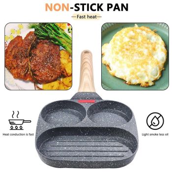 Nonstick Three in One Egg Frying Pan Skillet Breakfast Cooker for Kitchen Use