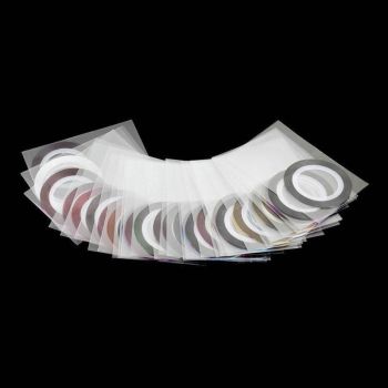 32Pcs Nail Striping Tape Metallic Laser Line Sticker Rolls Manicure Diy Mixed Au