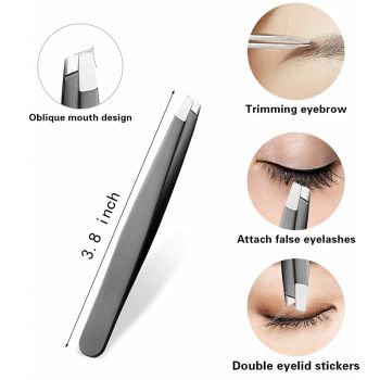 3PCS Stainless Steel Slanted Tip Eyebrow  Set for Facial Hair and Beauty Care
