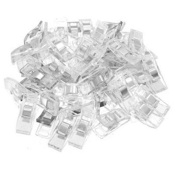 50Pcs Sewing Quilting Clips Wonder Craft Fabric Clamp DIY Colourful or Clear Option - Clear