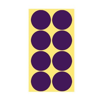 8/13/25/50mm Colour Sticker Dots Adhesive Round Labels Circular Scrapbooking Purple - 50mm 8 Dots - 5 Sheets