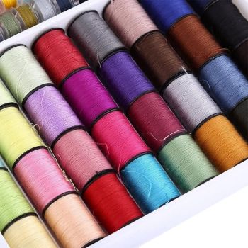 64Rolls Sewing Machine Line thread Spool Set Bobbin Cotton Reel Needle Tape Kit