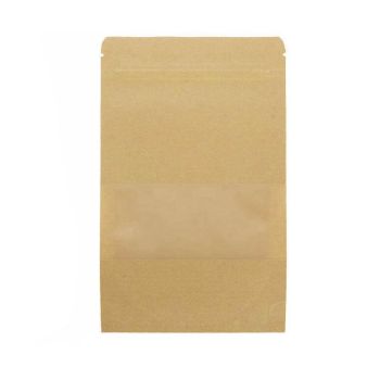 10x 12*20+4cm Stand Up Bag Kraft Paper Seal Packaging Window Zip Lock Pouch - 10 PCS