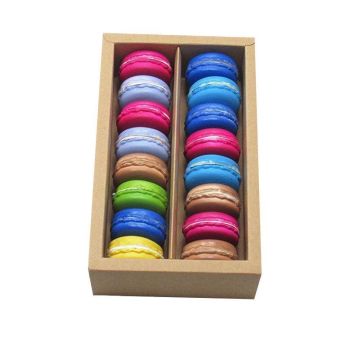 25Pcs White/Kraft Macaron Boxes 8/16 Hold Rectangular Favour Bomboniere Cookie - Kraft 8 Hold