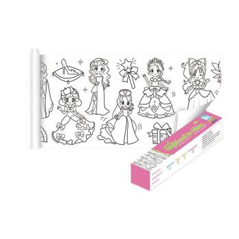 3M DIY Colouring Paper Roll with 12 Colour Pencils Cartoon Doodle Set - Lovely princess(With 12PCS Colored Pencils)
