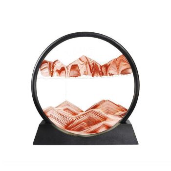 Moving Sand Art Picture Round Glass Quicksand Painting 3D Deep Sea Sandscape Au - Yellow