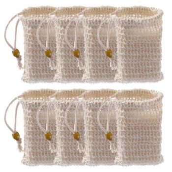 Flax Soap Saver Bag with Foaming Mesh and Drawstring for Exfoliating - 1PC