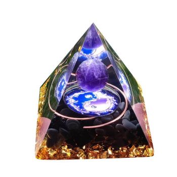 Amethyst Crystal Sphere Orgonite Pyramidamp Obsidians - Purple Blue(60mmx60mm)