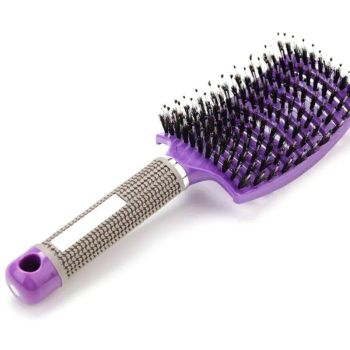 Detangle Nylon Boar Bristle Brush Hairbrush Smooth Hair Head Scalp Massage Comb - Black *1 Unit