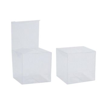 50 PVC Clear Transparent Macaron Square Cube Boxes For Wedding Favour Gift Candy - 60x60x60MM