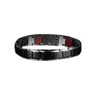 Mens Double Strong Magnetic Therapy Bracelet Arthritis Pain Relief Jewelry Au - Black Silver