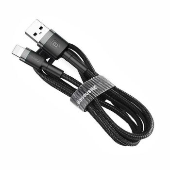 Grey Black Genuine BASEUS 2.4A USB to Lighting Charging Cable Cord for iPhone 13 12 Pro XS - 2 m