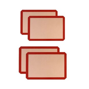 Silicone Baking Mat Non Stick Reusable Sheet for Pastry Dough Cookie Oven Bakeware - Red 4PCS(2*30X21+2*42X29.5CM)