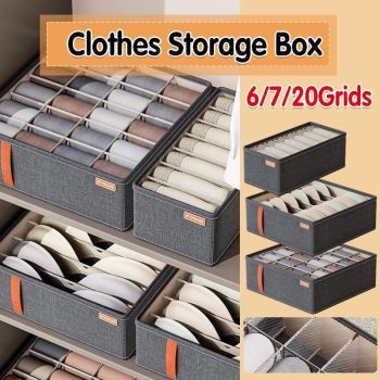Durable Oxford Organizer Closet Storage for Clothes Underwear and Accessories - Dark Grey-7 Grid For Leggings