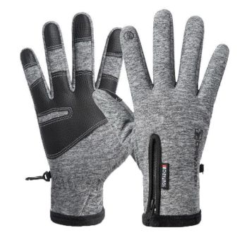 Winter Gloves Thermal Touch Screen Thermal Windproof Warm Grey - L