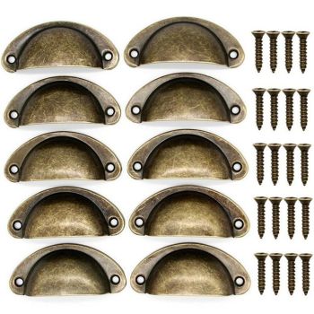 30X Modern Cup Cabinet Handle Knob Drawer Furniture Door Pull Shell Cupboard - Black