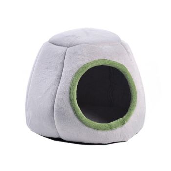 Soft Small Animal Guinea Pig Cozy Warm Pet Tent Hamster House Hideout Cave Bed - Grey-Stump