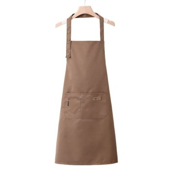 Adjustable Work Apron Neck Strap Waist Tie Kitchen Cooking Bib Apron Men Women - Brown