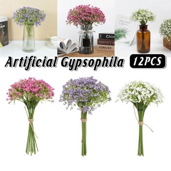 12PCS Artificial Foam Gypsophila Flower Bouquet for Wedding and Home Ornaments - Purple