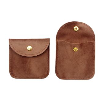10pcs Velvet Jewelry Pouch Button Closure Thick Soft Ring Necklace Storage Bag - Black