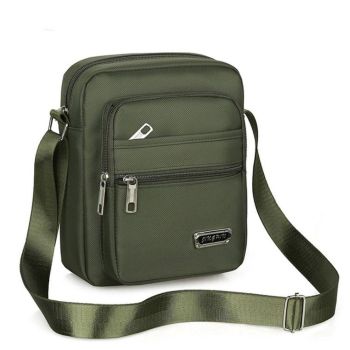 Mens Crossbody Shoulder Bag Travel Messenger Bag Casual Handbag for Boys and Men - Green-6 zippers