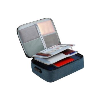 Large Capacity Multi-Layer Document Ticket Storage Bag Certificate File Organize 3 Layers With Lock - Grey 3 Layers With Lock-D1