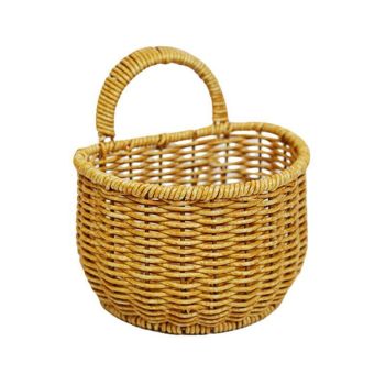 Imitation Rattan Woven Storage Basket Shelf Organizer Wash Rack for Home Decor - Large