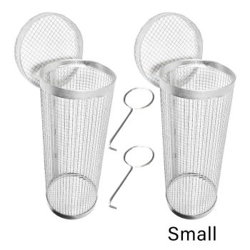 2pcs BBQ Basket Round Grill Cage Portable Rotating Net for Outdoor Cooking - Small