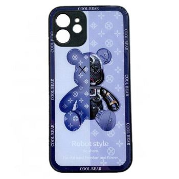 For iPhone 13 Pro Max 12 11XS XR Luxury Cool Bear Shockproof Glass Case Purple - iPhone 12