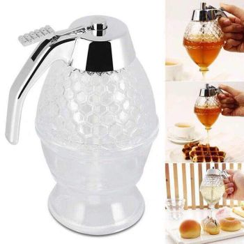 Honey Syrup Dispenser with Stand Bottom Flow Trigger Jar for Kitchen Use