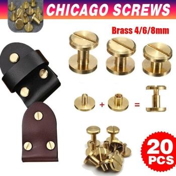 20X Belt Screw Leather Craft Chicago Nail Brass Rivets Stud Head Wallet Round - 10*4*8MM