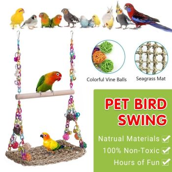 Parrot Hammock Swing Toy with Colourful Chain Double Swing Bird Cage Play