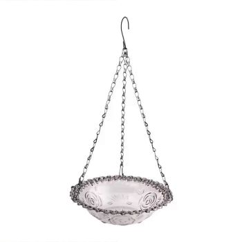 Balcony Bird Feeder Hanging Rail Mount Outdoor Suspended Feeding Station Garden - Purple